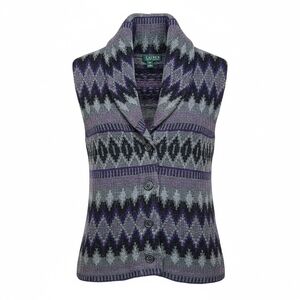Lauren Ralph Lauren 100% Lambswool Size Medium Sweater Vest Gray & Purple Knit